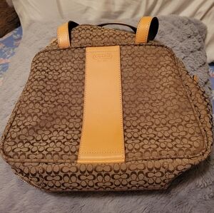 Coach canvas & leather travel pouch cosmetic bag